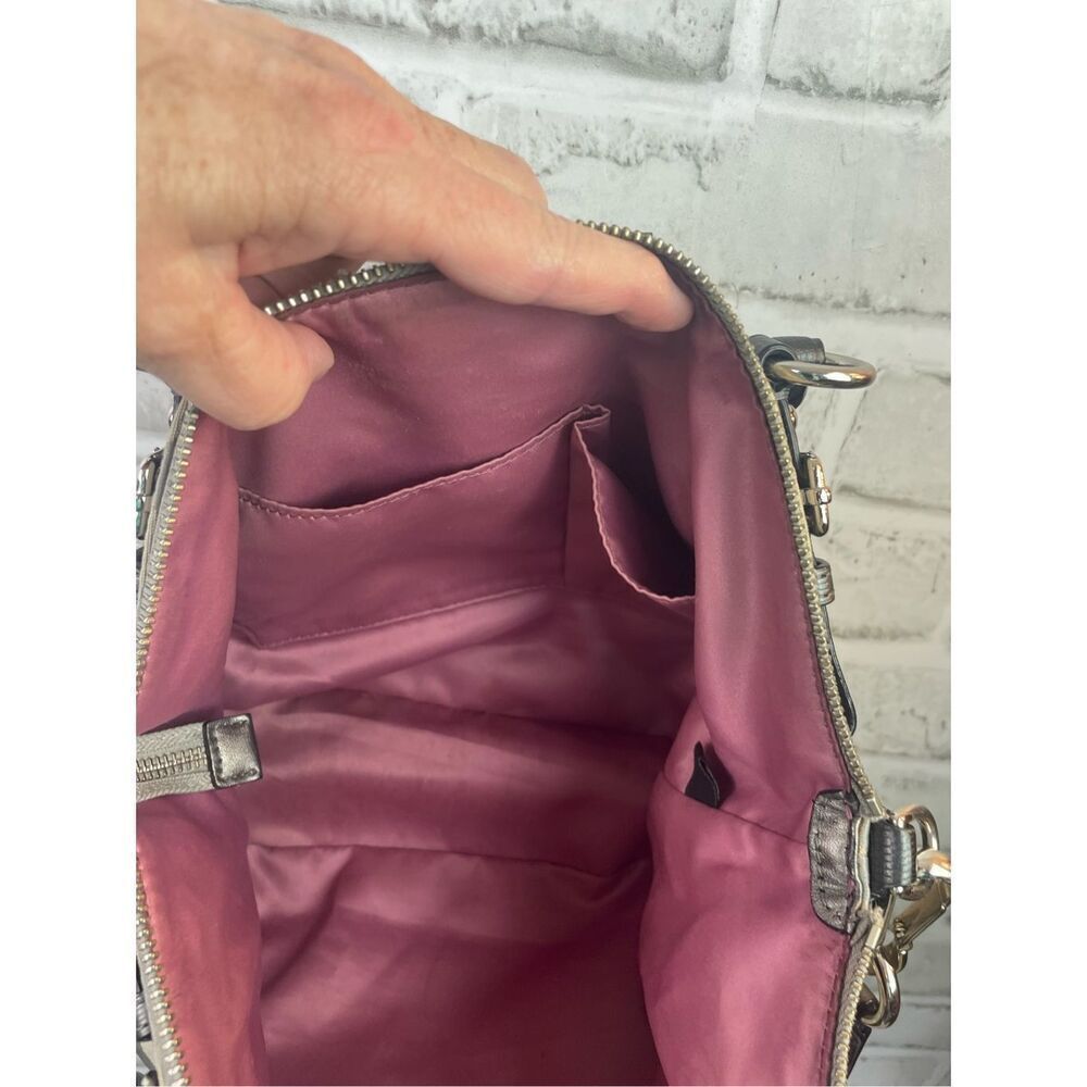 Coach Ashley Signature Satchel Khaki & Black Trim Plum Interior - Picture 7 of 12